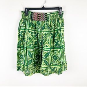Anthropologie Vanessa Virginia Green A Line Skirt